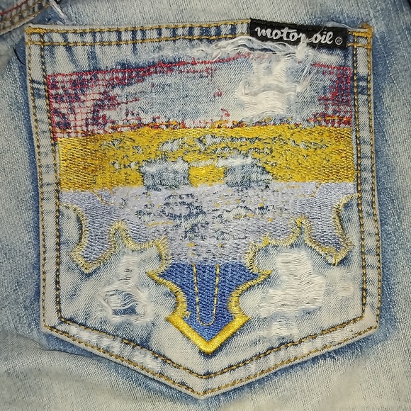 EUC Vintage 34w Motor Oil Wide Leg 90's Baggy Jeans - Picture 6 of 15